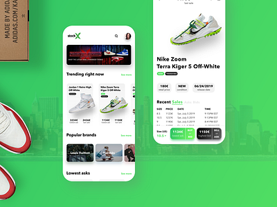 StockX Redesign Concept adidas animation app concept content design gradient green light mobile nike redesign shoe shoes sneaker sneakers stockx ui ux white