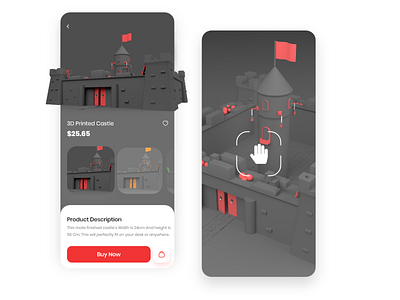 3D Printed Castle 3d app application brand design castle cinema4d concept creative dribble mobile mobile app ui uidesign uiux ux