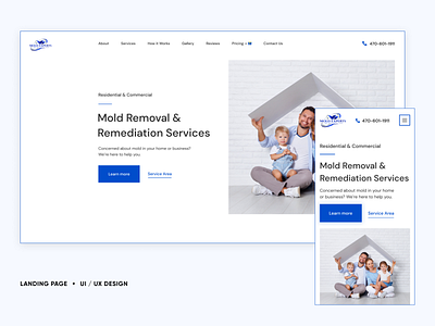 Mold Removal Company Website Design clean company dribbble shot figma happy customers houses landing page mold removal redesign services ui ui designer uidesign uiux user interface design webdesign website design website redesign