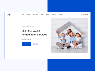 Main screen for mold removal company buildings clean created in figma customer service happy houses landing page main mainscreen minimalistic redesign services simpl design ui uidesign uiux webdesign website design