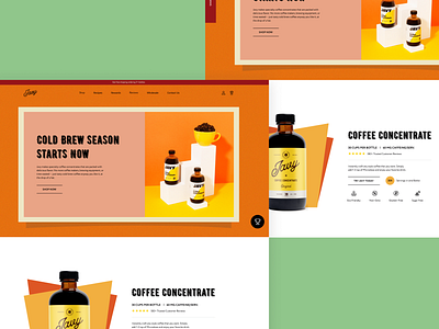 Javy Coffee Main & Product Screen Retro Redesign (part 2) bottle bright coffee concept delivery drinks ecommerce main online shop orange product redesign retro ui uidesign uiux webdesign website