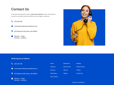Contact Us & Footer blue call clean clear contact contact us easy footer landing landing page redesign service simple solid ui ui design ui ux user interface web website