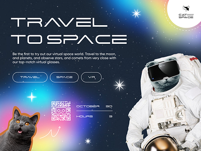 Travel To Space Poster astronaut cat comets company dribbble glasses moon planets poster poster design space space travel stars travel virtual virtual world vr vr glasses