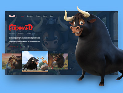 Concept for animated movie "Ferdinand" animation cartoon cinema concept ferdinand film friendly kids movie photoshop ui uidesign uiux webdesign website design