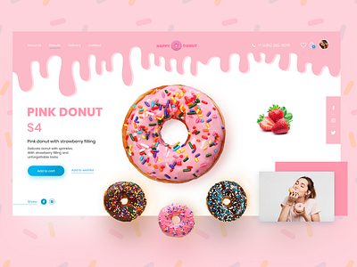 Donuts Cart Page chocolate composition daily delicious delivery design donuts food landing landing page onlineshop product strawberry sweet ui uidesign uidesigner web webdesign website