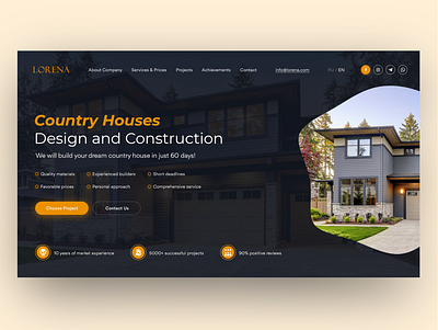 Design & Construction of Country Houses build building clean colors company concept construction cool country dailyui dark homes houses landing landingpage luxury mainpage shapes ui ui design