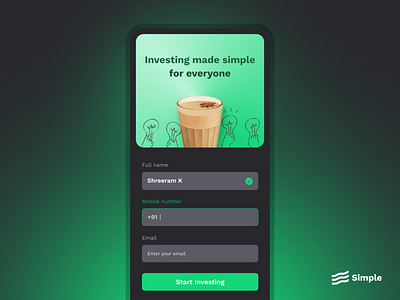 Simple Investing | Onboarding app design component dark mode figma finance fintech invest minimal onboarding product design simple ui ux