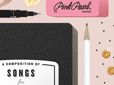 Songs for Looming Deadlines album cover pink stationery vector