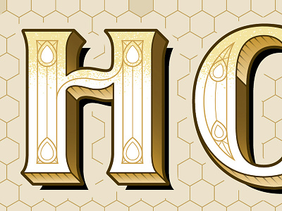 Detail of "Hope and Honey", 2014. bee hexagon honey hope typography