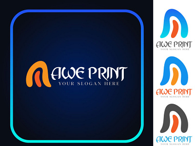 AWE PRINT LOGO abstract logo awe print logo creative creative logo logo design minimalist logo modern logo unique logo