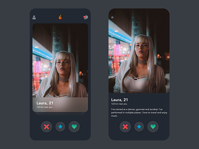 Dating app app design badoo clean dark app dark ui dating dating app dating website datingapp design free love minimal prototype redesign swipe tinder ui vector