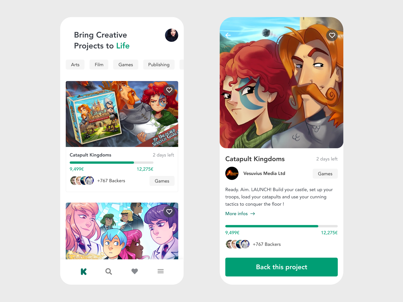 Kickstarter App Redesign by Mickael Guillaume on Dribbble