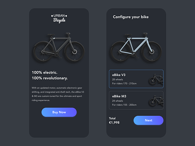 eBike app app design bike bike ride biker bikes buy clean dark dark app dark mode dark ui design ebike free minimal prototype redesign ui xd