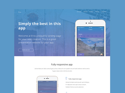 Eros App Landing Page Free PSD by Mickael Guillaume on Dribbble