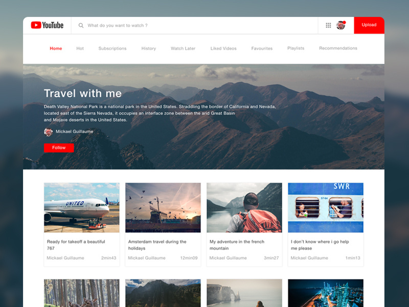 Download Youtube Redesign by Mickael Guillaume on Dribbble