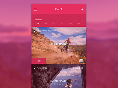 Blevent – Event App app beautiful calendar chat clean design free map minimal psd red template