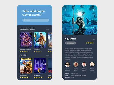 Movies App adobe adobe xd app app design aquaman beautiful clean design free resource free template free ui kit imdb minimal netflix prototype streaming streaming app vector xd