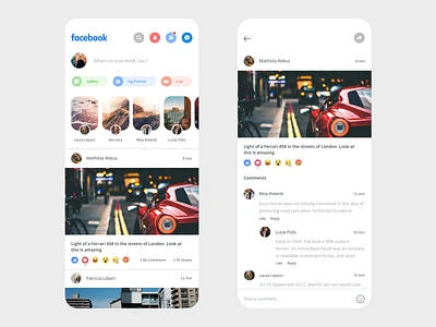 Facebook App Redesign adobe adobe xd app app design beautiful clean design facebook layout design messenger minimal prototype redesign redesign concept social social app typogaphy ui uidesign xd