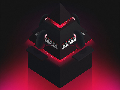 Music Illustration black character colour design digital gradient illustration piano red vector