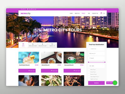 Metro City Screens bold branding design florida travel metrocity miami south florida tour packages trip provider ux design web design website