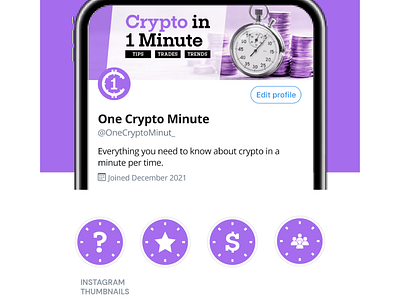One Crypto Minute adobe illustrator akoredeidris banner branding crypto graphic instagram logo onecryptominute photoshop twitter