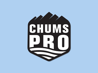 Chums Pro Logo badge design branding design fishing logo logo design mountain logo outdoors river surf