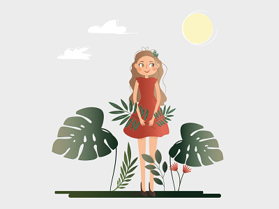 Hello Summer! :) animation design flat girl illustration logo nature
