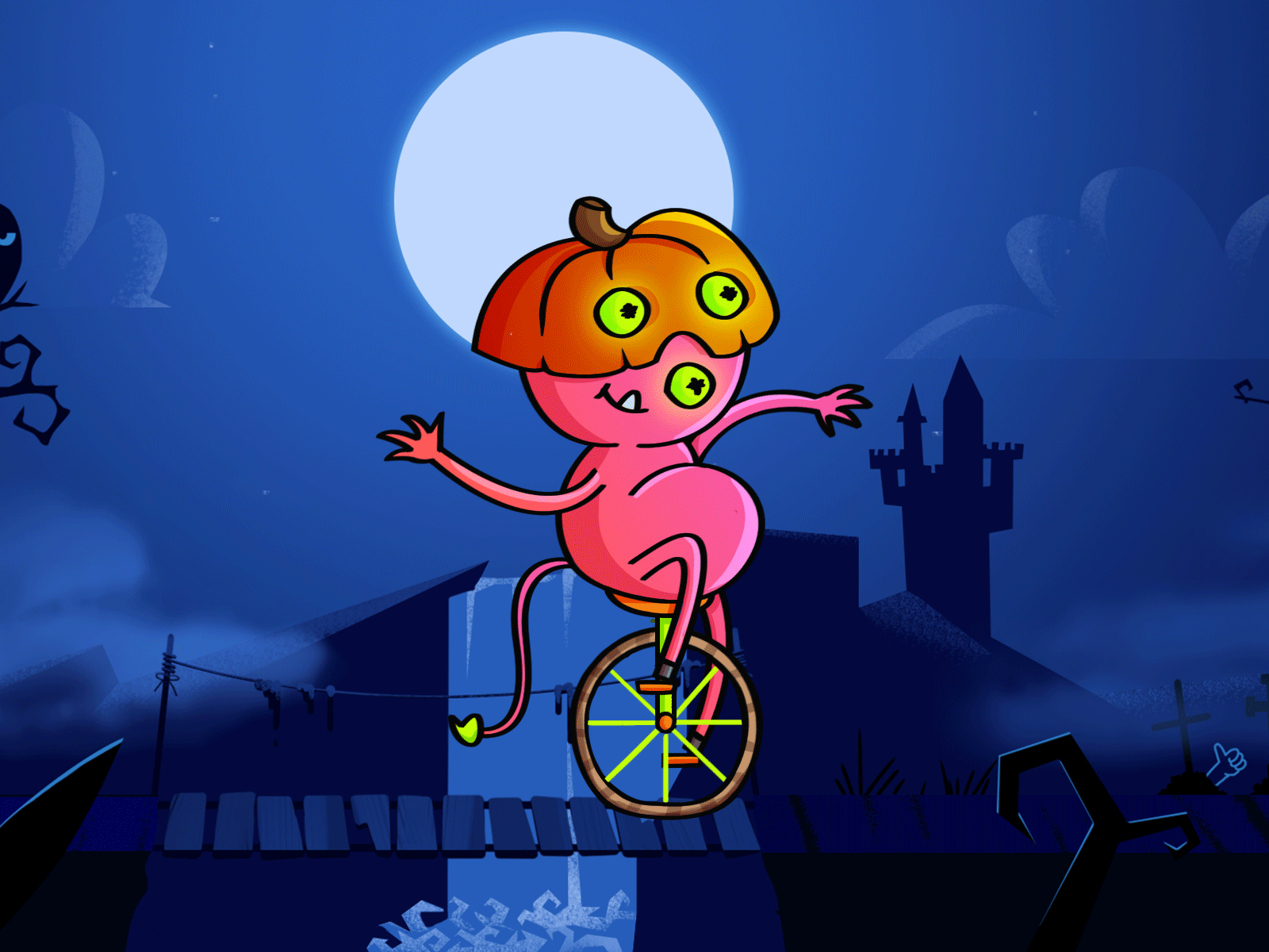 Wheelster animation dribbbleweeklywarmup halloween monster