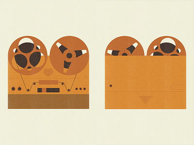 Tape Recorder analogic brown illustration orange retro