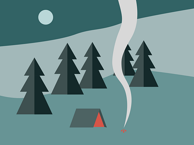 Flat design - Camp & fire night