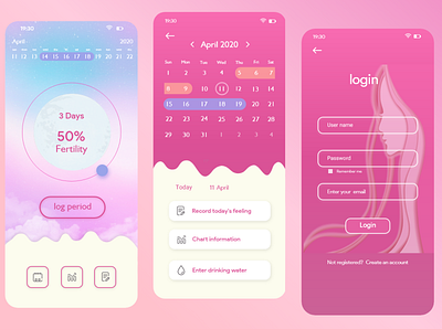 hello , design for period tracker. app design illustration menstruation period tracker periods ui inspiration women app