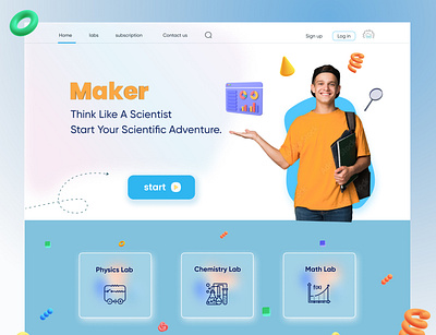 Maker is an experiment simulator for students experiment graphic design lab landing page product design similator student site ui uiux web design