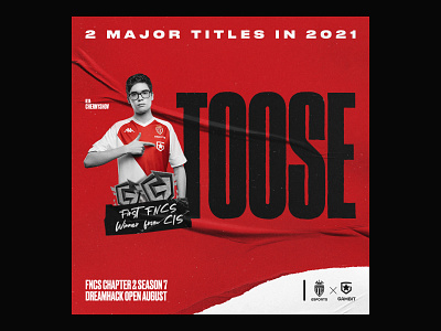 2 Major titles in 2021 Toose branding esports gaming poster team