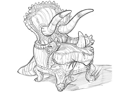Trichairatops Sketch art cartoon chair character concept design dinosaur drawing furniture illustration sketch triceratops