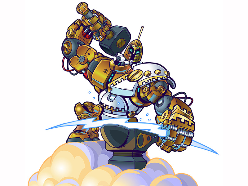 Greek God Robot Making Lighting On Cloud Illustration character mascot illustrator god greek mythology cartoon vector robot illustration