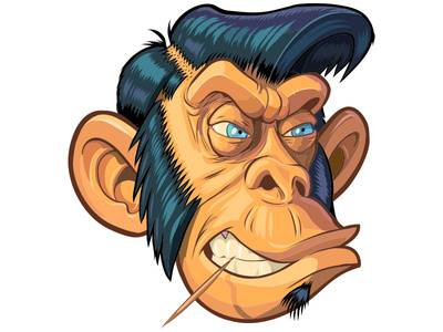 Hipster or Maybe a Greaser Monkey Head Vector Illustration