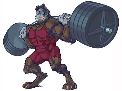 Weightlifting Beast Man Mascot Vector Illustration anthropomorphic beast cartoon comics drawing illustration man mascot sports vector weightlifting
