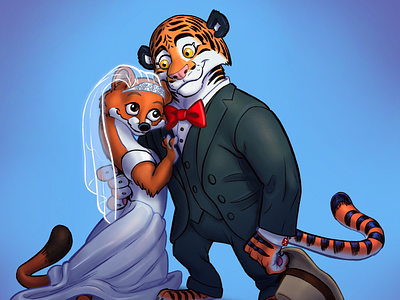 Tiger and Weasel Wedding Portrait