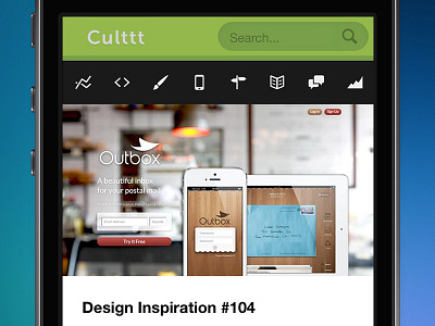 Culttt blog icons iphone logo mobile navigation responsive screenshot search
