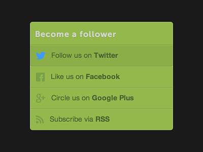 Become A Follower css3 icons interface navigation social