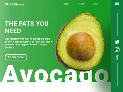 Avocado design food fruit healthy minimalistic newdesign ui web design website