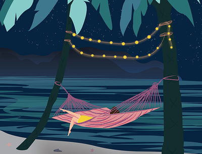 Night Beach illustration adobe illustrator aftereffects design illustration mental health awareness mentalhealth