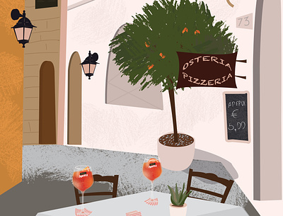 Trastevere, Rome, Italy adobe illustrator aperol aperolspritz branding illustration illustrator illustrator design italy marketing patio restaurant rome streetview trastevere travel