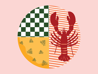 Lobster adobe illustrator collage art design illustration kitchen art lobster poster design
