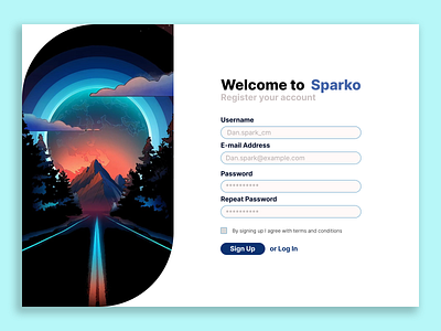 Sparko Sign Up Page #DailyUI branding design flat graphic design illustration ui ux vector