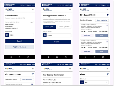 CoWin Redesign part 2 app design arogyasetu covaxin covid19 covishield cowin app figma mobile design ui vaccination