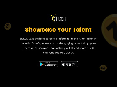 ZILLSKILL- Showcase your talent appdesign darktheme darkthemedesign development figma gettheapp growth mobile app product skill student ui ux zillskill