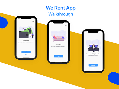 Walkthrough android app design app design onboarding screen onboarding ui rent walkthrough design rent walkthrough design web design website design