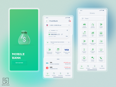 FreshBank - mobile banking app concept app branding design graphic design ui