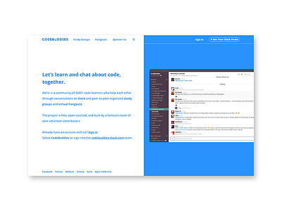 Codebuddies Landing Page community landing page open source